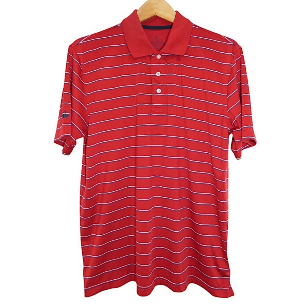 Brooks Brothers Men L Red Striped Performance Americana Golf Polo